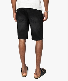 bermuda homme en jean stretch effet delave noir shorts en jeanB478001_3