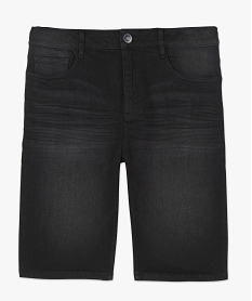 bermuda homme en jean stretch effet delave noir shorts en jeanB478001_4