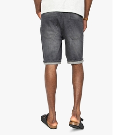 bermuda homme en jean stretch effet delave gris shorts en jeanB478101_3