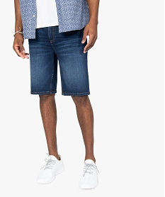 bermuda homme en jean stretch effet delave gris shorts en jeanB478201_1