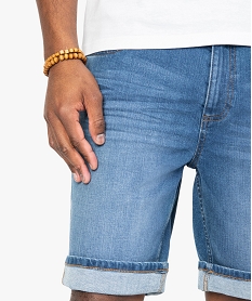 bermuda homme en jean stretch effet delave bleu shorts en jeanB478301_2
