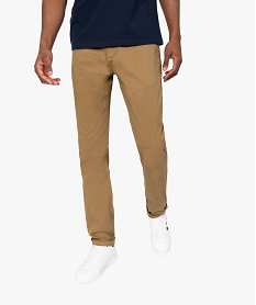 GEMO Pantalon homme chino coupe slim Beige