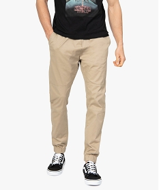 GEMO Pantalon homme en toile avec taille et bas élastiqué Beige