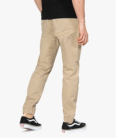 pantalon homme en toile avec taille et bas elastique beigeB479801_3