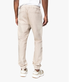 pantalon homme en toile avec taille et bas elastique beigeB480601_3