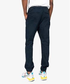 pantalon homme en toile avec taille et bas elastique bleuB480701_3