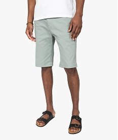 GEMO Bermuda homme en coton stretch vert standard