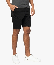 GEMO Bermuda homme en toile à taille élastiquée Noir