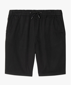 bermuda homme en toile a taille elastiquee noir shorts et bermudasB482001_4
