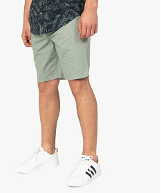 GEMO Bermuda homme en toile à taille élastiquée Vert