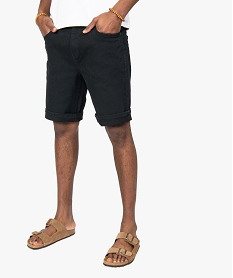 GEMO Bermuda homme en toile de coton épaisse coupe jean Noir