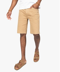 GEMO Bermuda homme en toile de coton épaisse coupe jean Beige