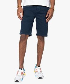 GEMO Bermuda homme en toile de coton épaisse coupe jean Bleu