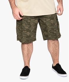 GEMO Bermuda homme grande taille multipoches imprimé kaki standard
