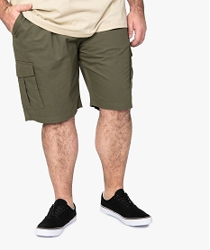 GEMO Bermuda homme grande taille multipoches en toile kaki standard