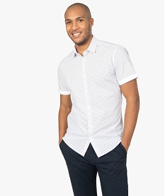 chemise homme a manches courtes imprimee blanc chemise manches courtesB484801_1