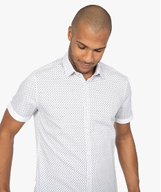 chemise homme a manches courtes imprimee blanc chemise manches courtesB484801_2