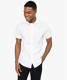 chemise homme en coton stretch coupe slim blancB484901_1