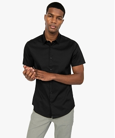 GEMO Chemise homme en coton stretch coupe Slim Noir