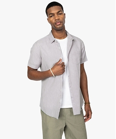 GEMO Chemise homme à manches courtes en lin majoritaire Gris