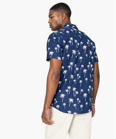 chemise homme a manches courtes imprime palmiers bleu chemise manches courtesB485301_3