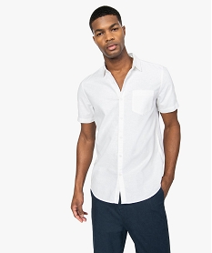 GEMO Chemise homme à manches courtes en lin majoritaire Blanc