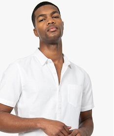 chemise homme a manches courtes en lin majoritaire blancB485401_2