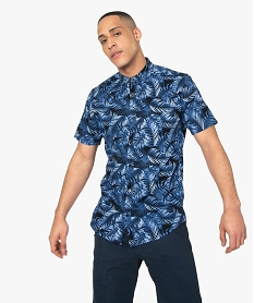 chemise homme imprimee a manches courtes bleu chemise manches courtesB485501_1