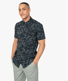 chemise homme imprimee a manches courtes noirB485601_1