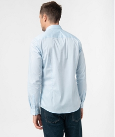 chemise homme unie coupe slim en coton stretch bleuB485701_3