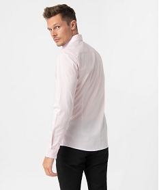 chemise homme unie coupe slim en coton stretch rose chemise manches longuesB485801_3