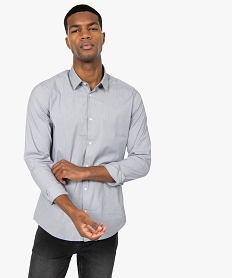 chemise homme rayee coupe slim en coton stretch noirB486001_1