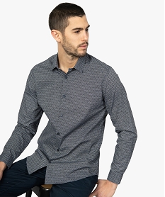 GEMO Chemise homme imprimée coupe Regular – Repassage facile Bleu