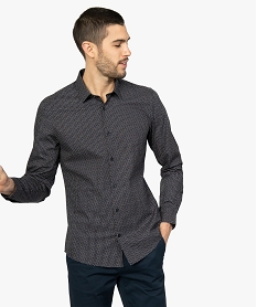 GEMO Chemise homme à micro-motifs coupe Slim Bleu