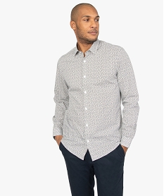 GEMO Chemise homme à motifs coupe slim Blanc