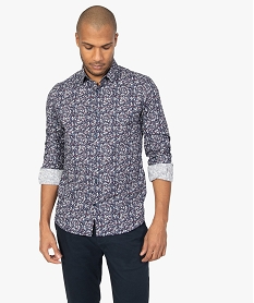 GEMO Chemise homme cintrée à fleurs Bleu