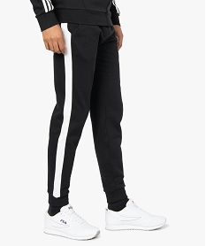 GEMO Pantalon de jogging homme avec bandes sur les côtés noir vif