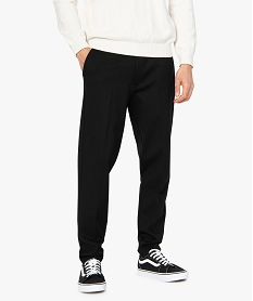 GEMO Pantalon homme en maille extensible avec pli sur l’avant Noir