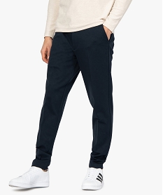 GEMO Pantalon homme en maille extensible avec pli sur lavant Bleu