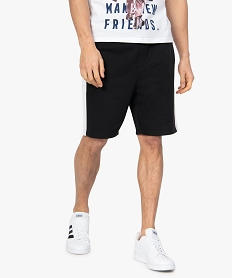 bermuda homme en maille extensible avec bandes contrastantes noir shorts et bermudasB488401_1