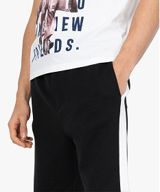 bermuda homme en maille extensible avec bandes contrastantes noir shorts et bermudasB488401_2