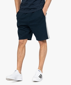 bermuda homme en maille extensible avec bandes contrastantes bleu shorts et bermudasB488501_1