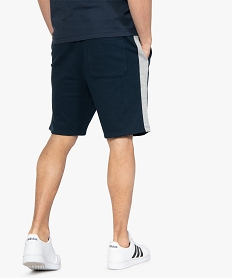 bermuda homme en maille extensible avec bandes contrastantes bleu shorts et bermudasB488501_3