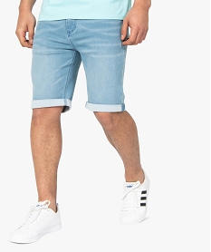 GEMO Bermuda homme en jean extensible Bleu