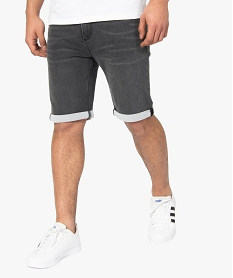 GEMO Bermuda homme en jean extensible Gris