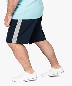 bermuda homme avec bandes contrastantes sur les cotes bleu shorts et bermudasB489001_1