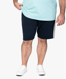 bermuda homme avec bandes contrastantes sur les cotes bleu shorts et bermudasB489001_2