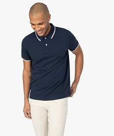 GEMO Polo homme à manches courtes 100% coton bio Bleu