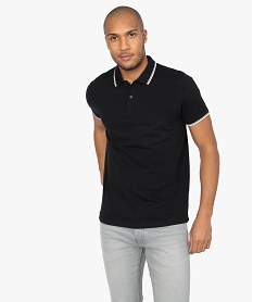 GEMO Polo homme à manches courtes 100% coton bio Noir