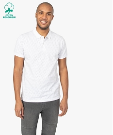 GEMO Polo homme à manches courtes et motifs Blanc